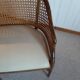 2-seater bamboo cane bench in vintage white imitation leather