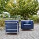 Ensemble canapé & 2 fauteuils en cuir bleu Zanotta Onda