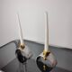 Pair of Brutalist candlesticks by David Marshall, bronze and aluminum, Spain, 1970
