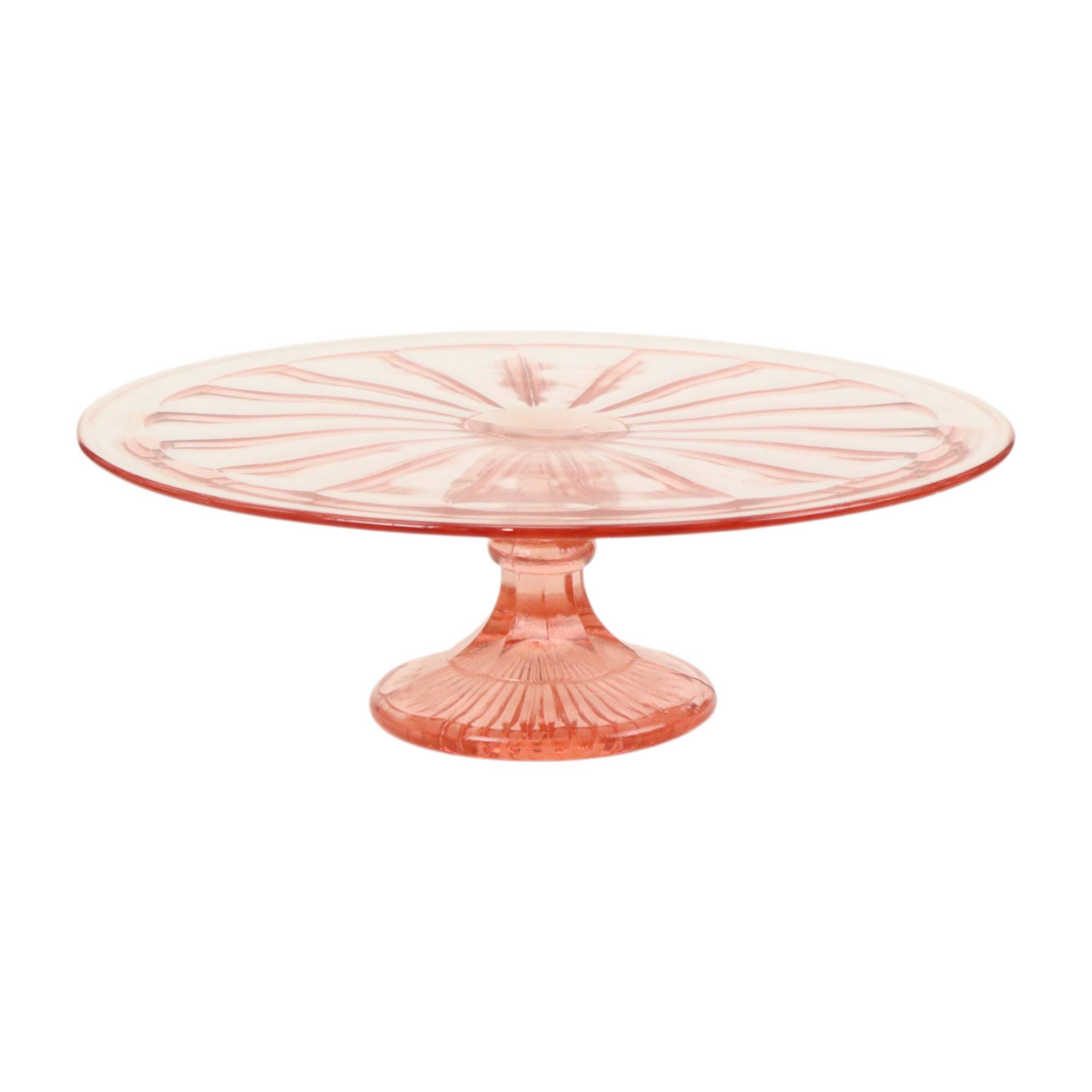 Art Deco Pink Cake Dish Rosaline Depression Glass Verrerie Scailmont