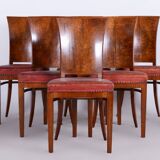 Six Art Deco Chairs, Walnut, Restored, Original Upholstery, France, 1920s