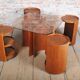 Mid-Century Modern Nesting Table in Oak and Smoked Glass, Czech, 1960s, Set of 5