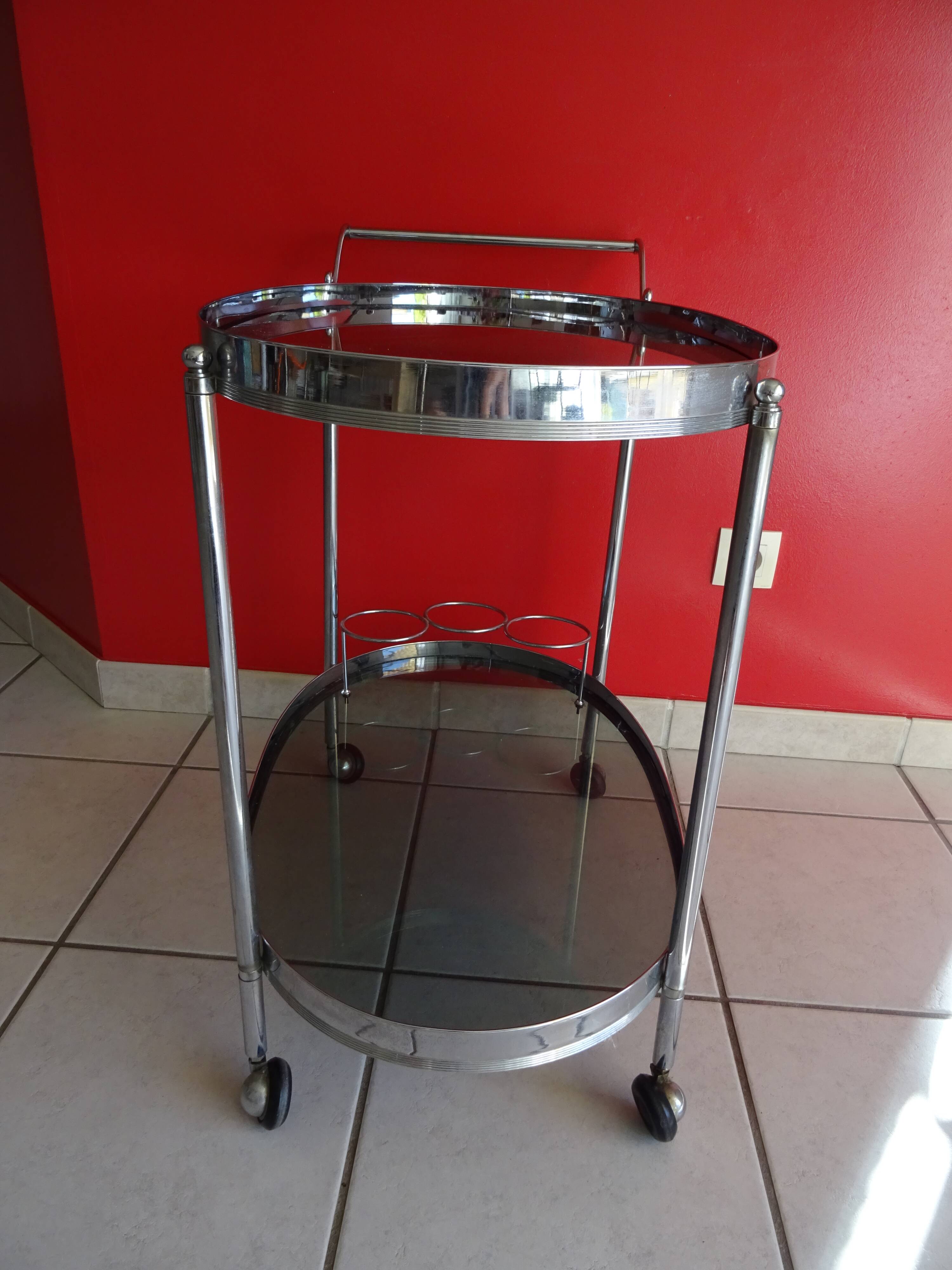 70s design chrome bar trolley