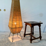 Table lamp in metal and raffia, 50s design