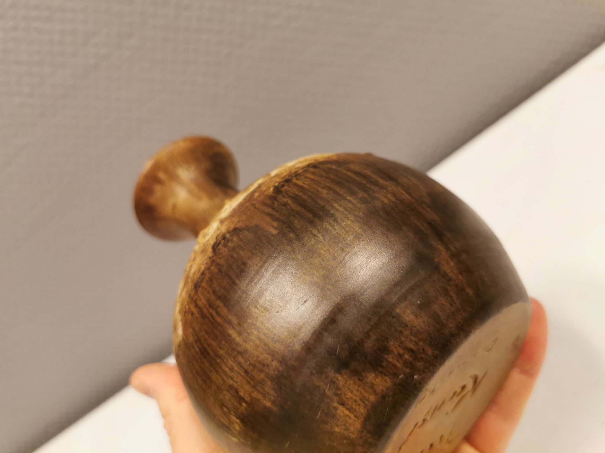 Ceramic vase in earthy/brownish/beige colours and tones. Judi Art, Denmark 1970s