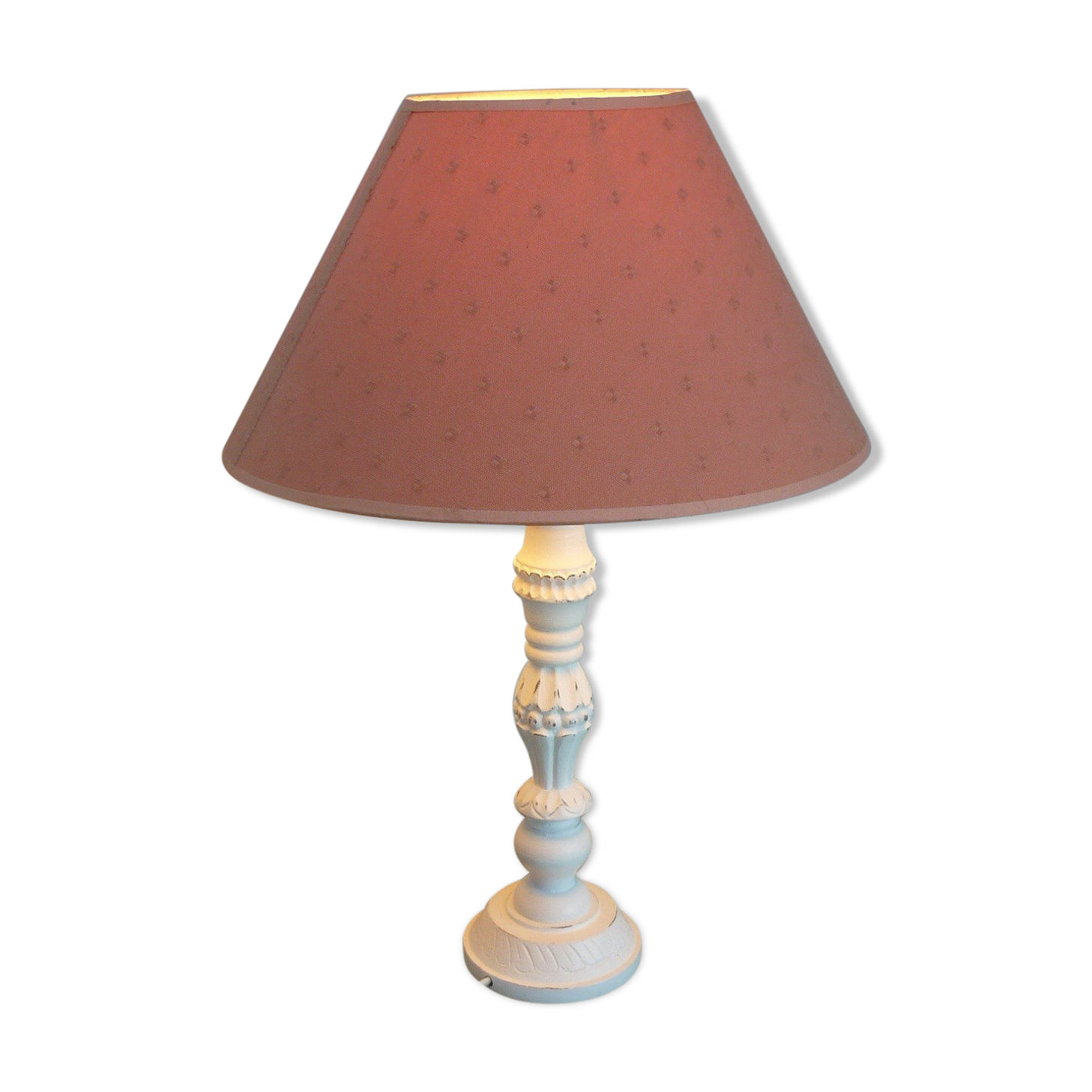 White wooden lamp and brick lampshade