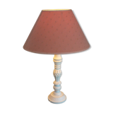 White wooden lamp and brick lampshade