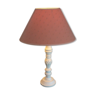 White wooden lamp and brick lampshade
