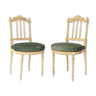 Pair of grey lacquered chairs