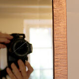 Art deco gold patinated metal mirror pink 65x105cm