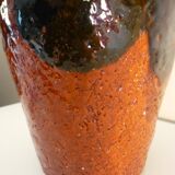 Ceramic vase, chamotte terracotta, enamelled, signature to be identified, vintage