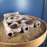 Old candlestick with 3 branches in cut stone with fine engravings.