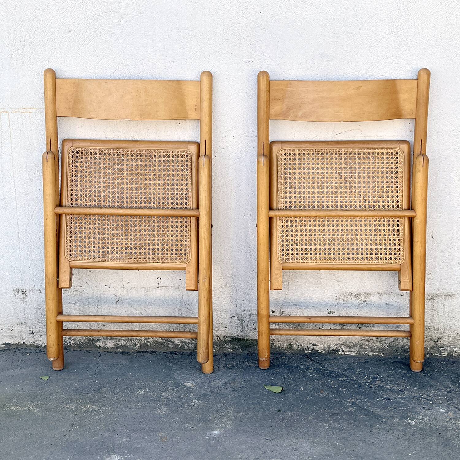 Paire de chaises pliante assise cannage