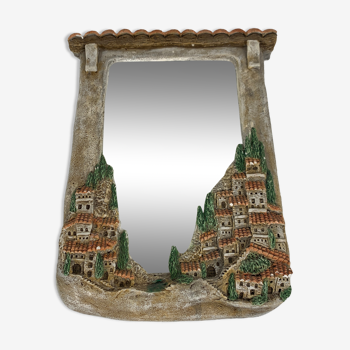 Miroir provencal provence decor de village en platre polychrome 39x29cm