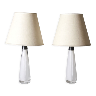 Paire de lampes Carl Fagerlund Blanches Orrefors