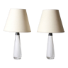 Paire de lampes Carl Fagerlund Blanches Orrefors