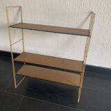 Vintage 1960 String wall shelf in gold wood - 60 x 50 cm