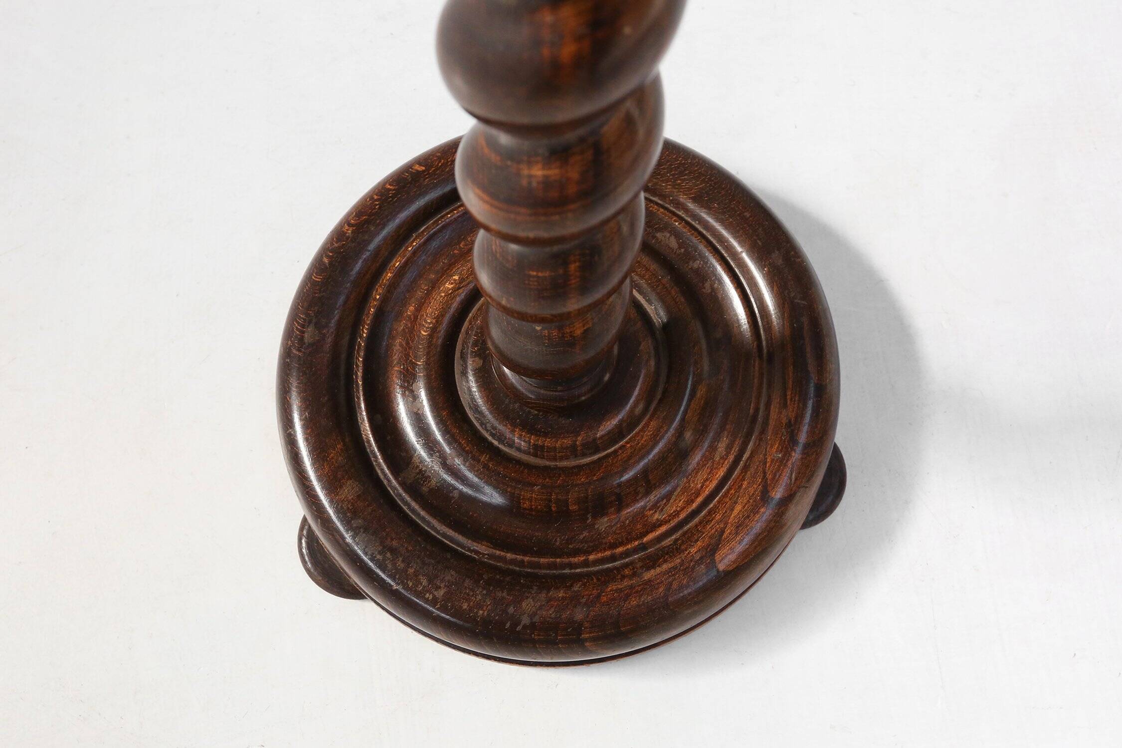 Art Deco Oak Ashtray on Hand-Turned Base, France, 1930s