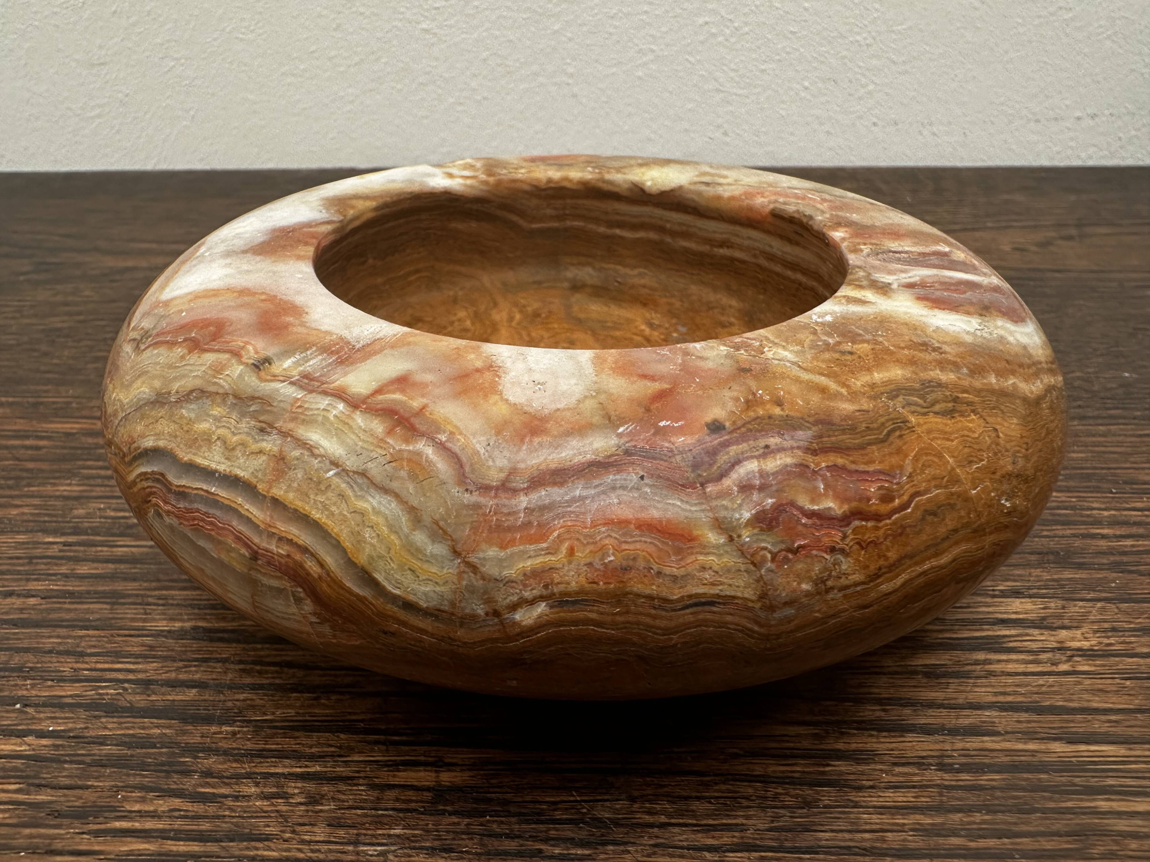 Vintage Orange Marble Ashtray Diameter 12 cm