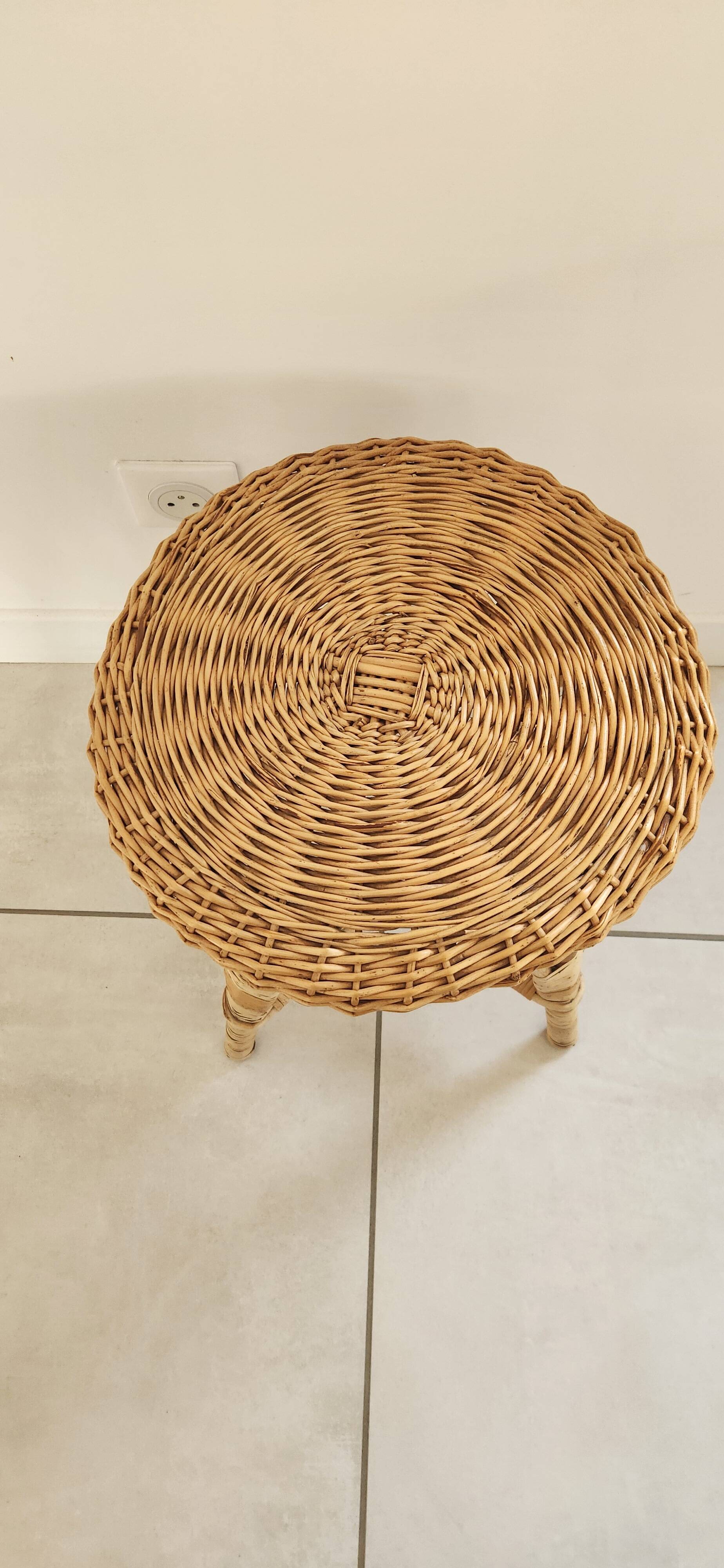 Wicker and rattan stool