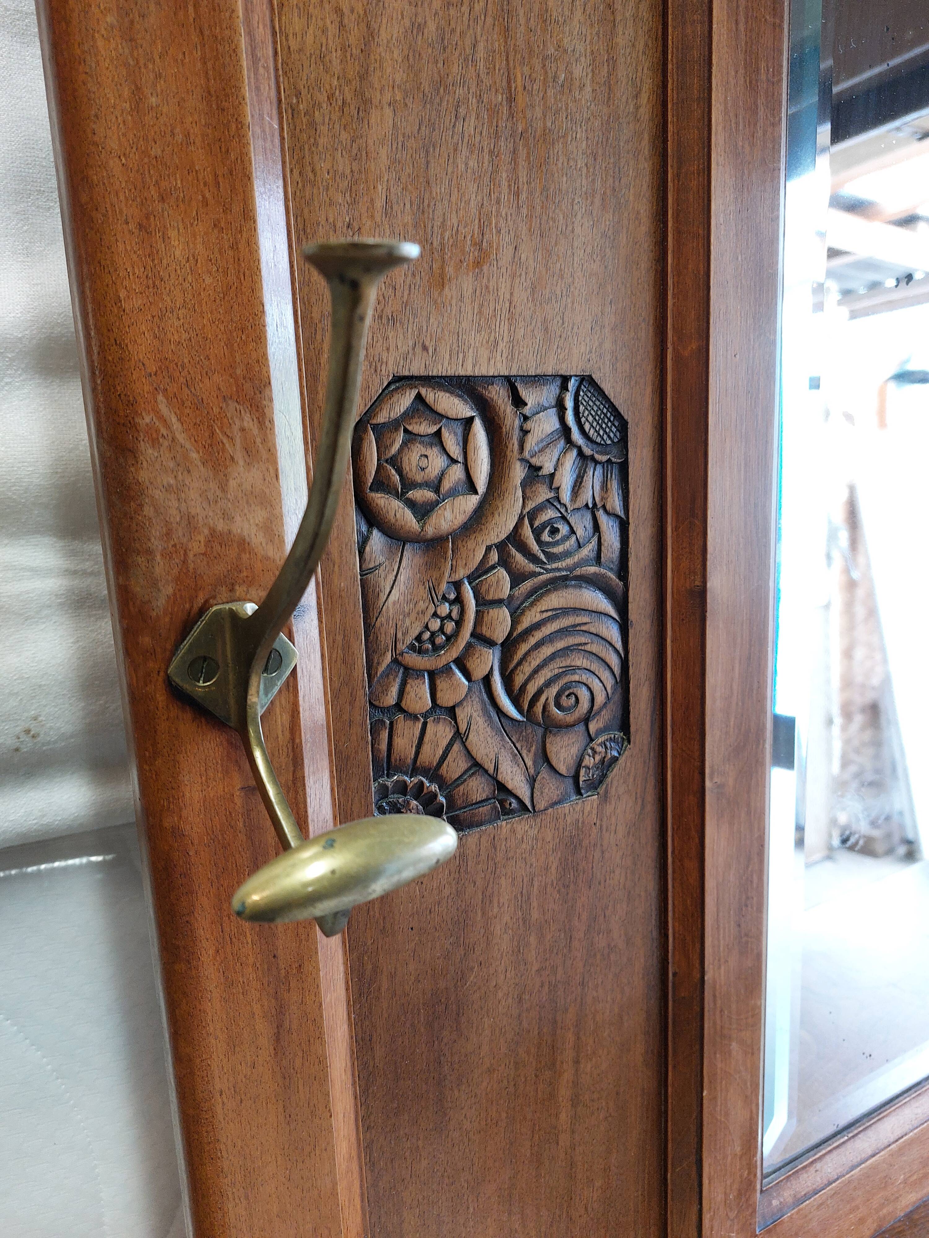 Old wooden wall-mounted locker room - Art Deco