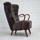 1960s, Danish armchair, reupholstered, genuine sheepskin.