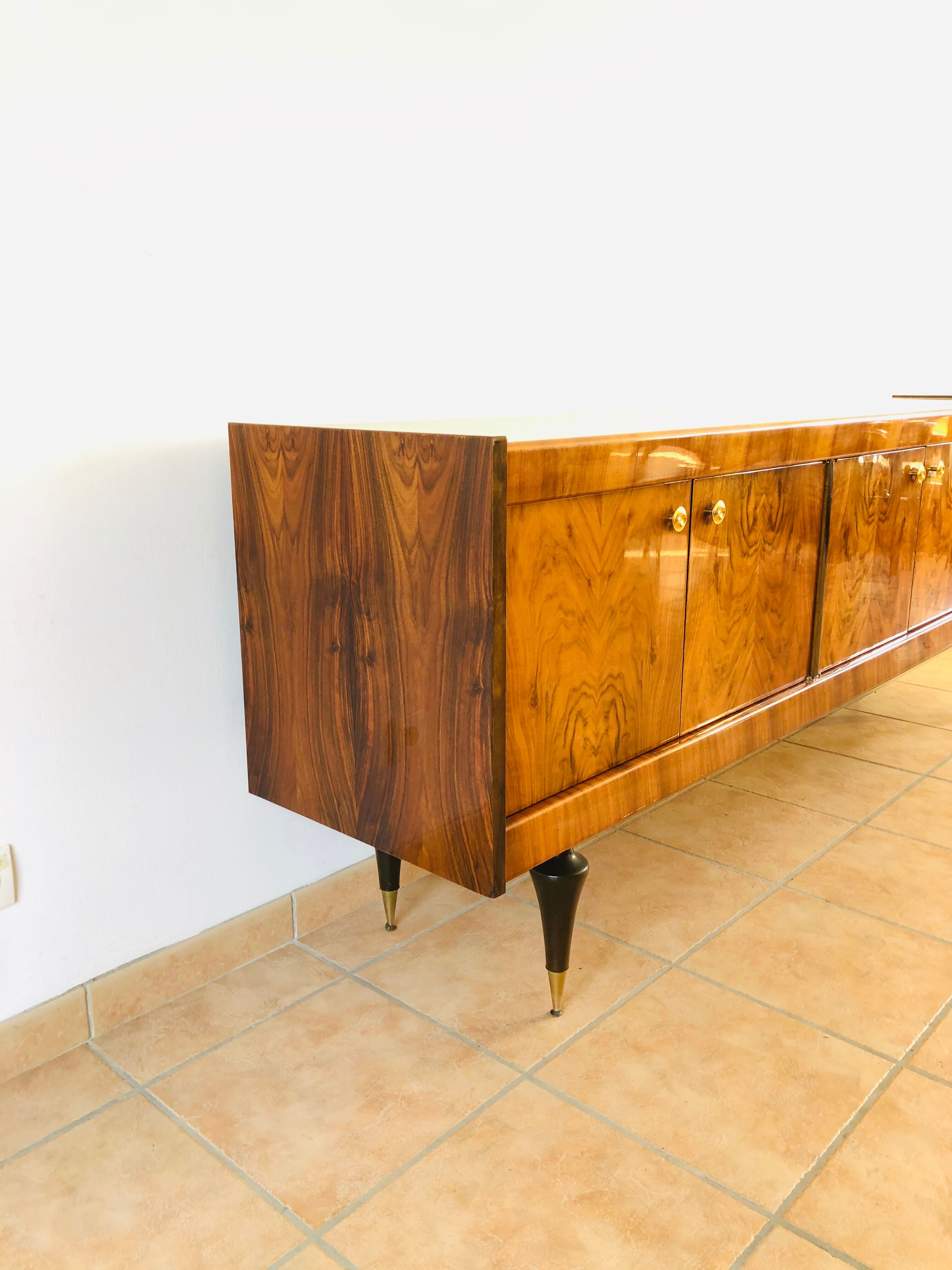 Art deco style in walnut bramble sideboard 1950