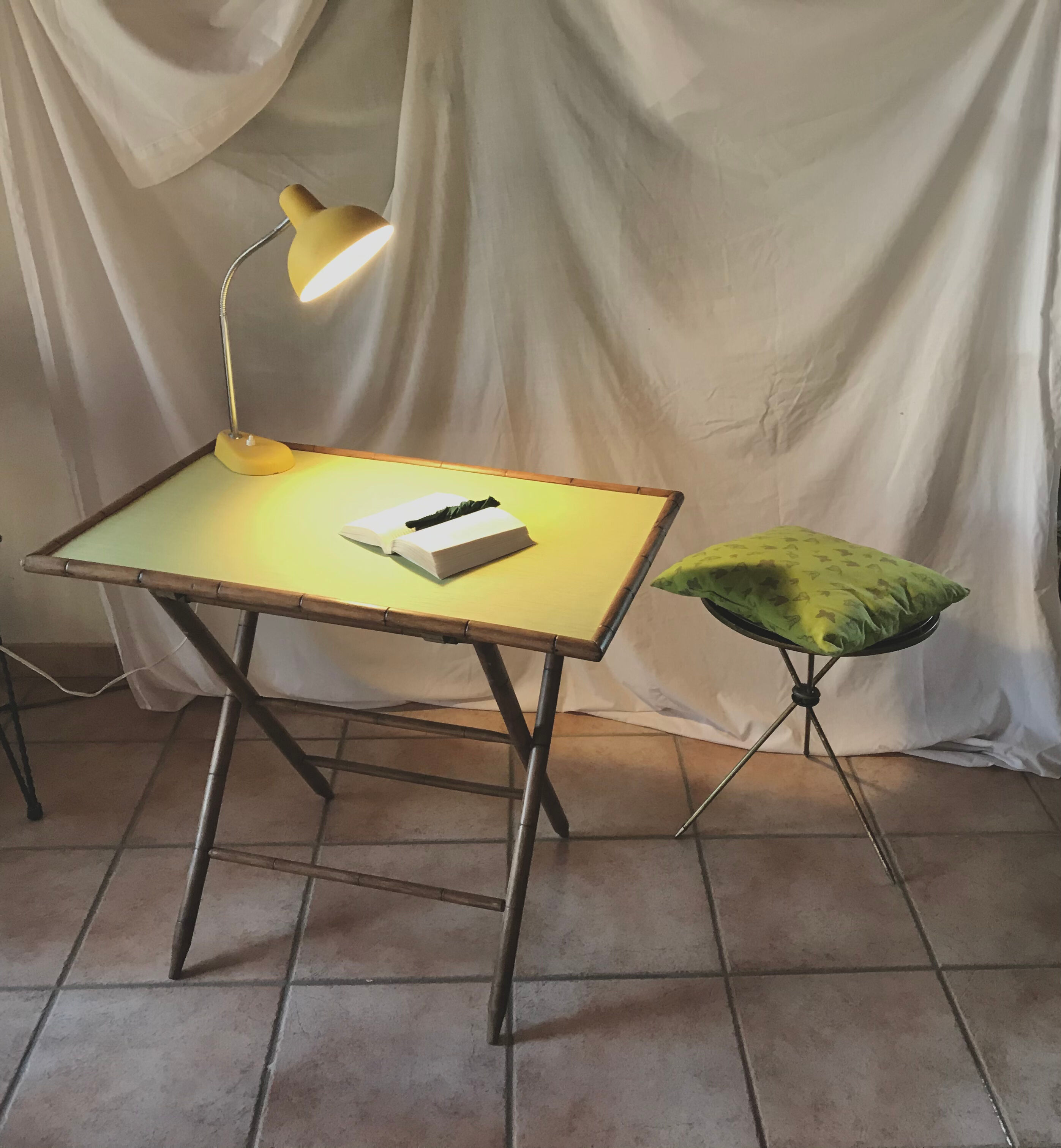 Rattan side table, 1900, Napoleon III style,