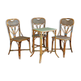 Chaises et table rotin belle époque