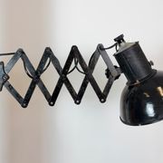 Industrial Black Enamel Scissor Wall Lamp, 1950s