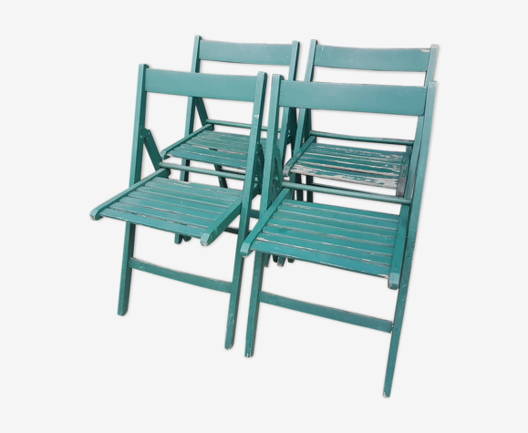 Lot 4 chaises bois pliantes vintage
