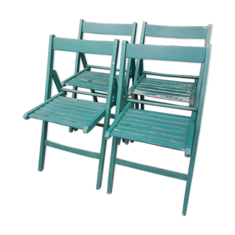 Lot 4 vintage folding wooden chairs