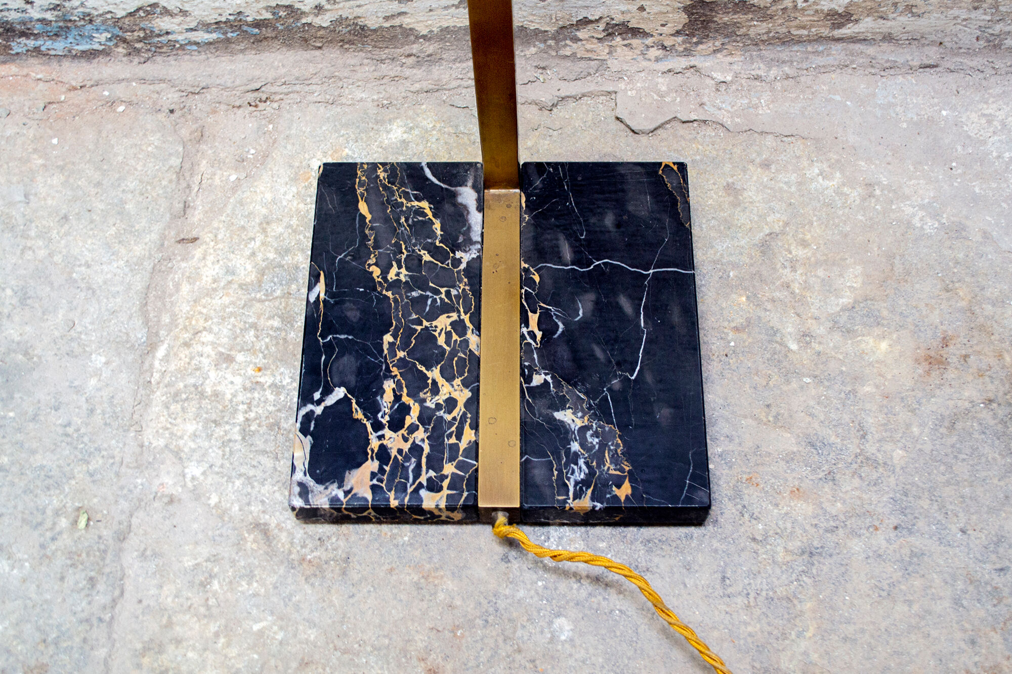 Brass, marble and leather lamp designed by Trussardi Atelier Anni 2000 For the theatre restaurant in