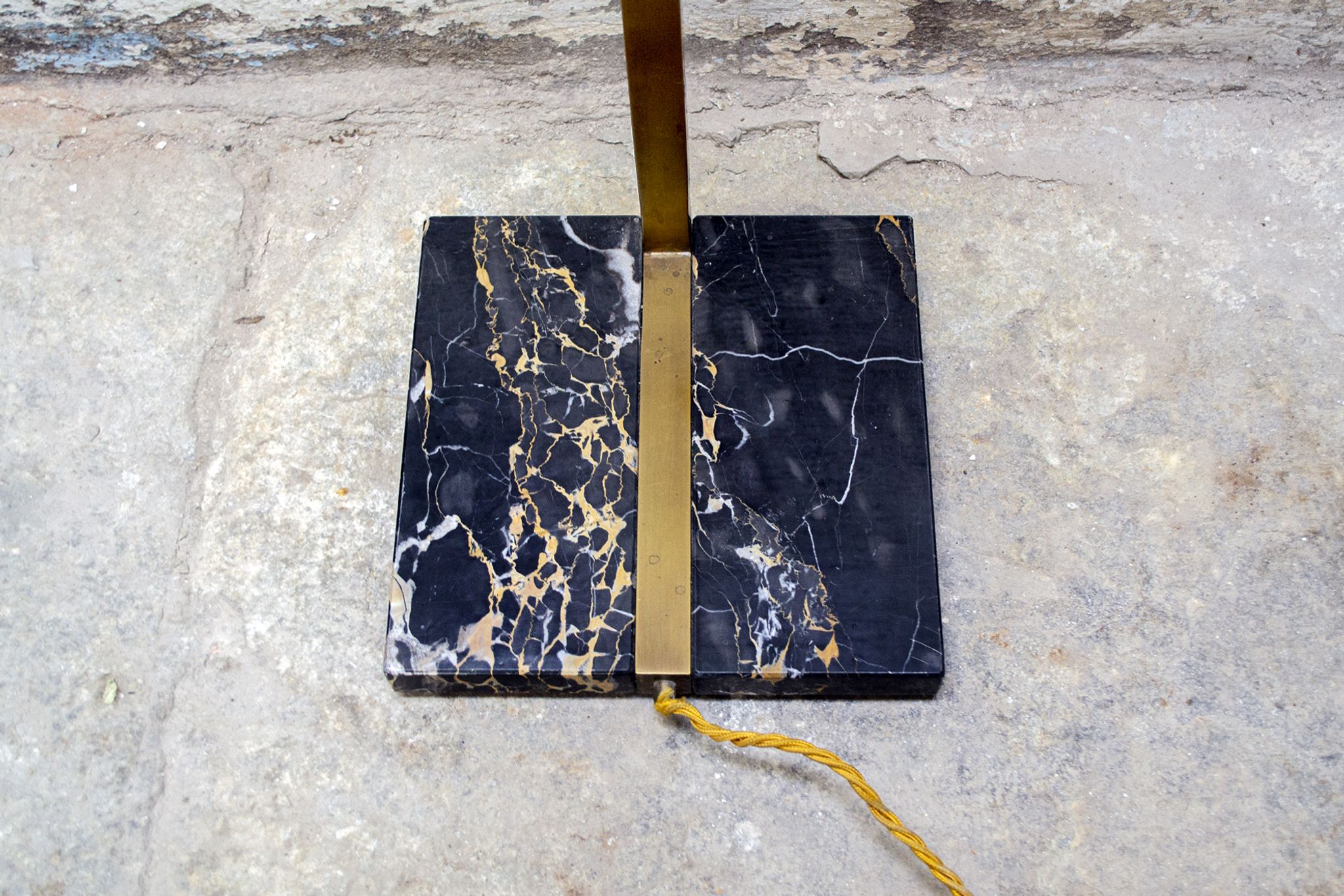 Brass, marble and leather lamp designed by Trussardi Atelier Anni 2000 For the theatre restaurant in