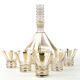 Mid-century modern liqueur set, clear gilded glass, Kamenický Šenov, Czechoslovakia, 1950s