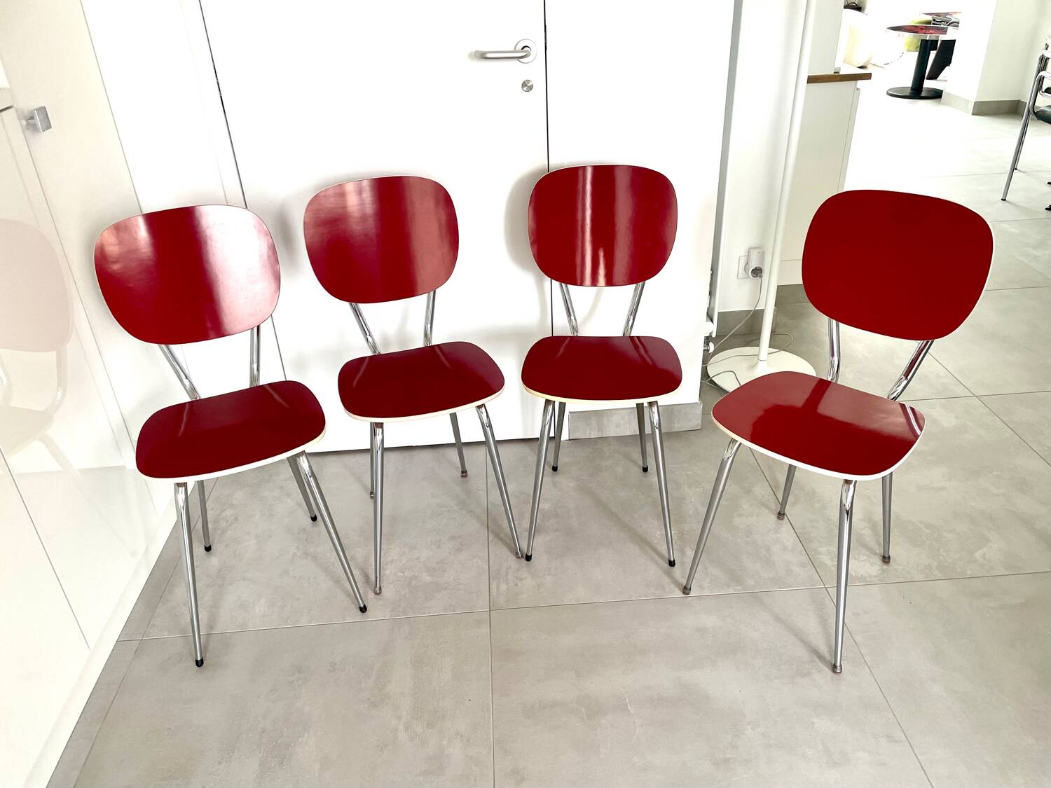 Set of 4 chairs 1960 Formica red perfect condition