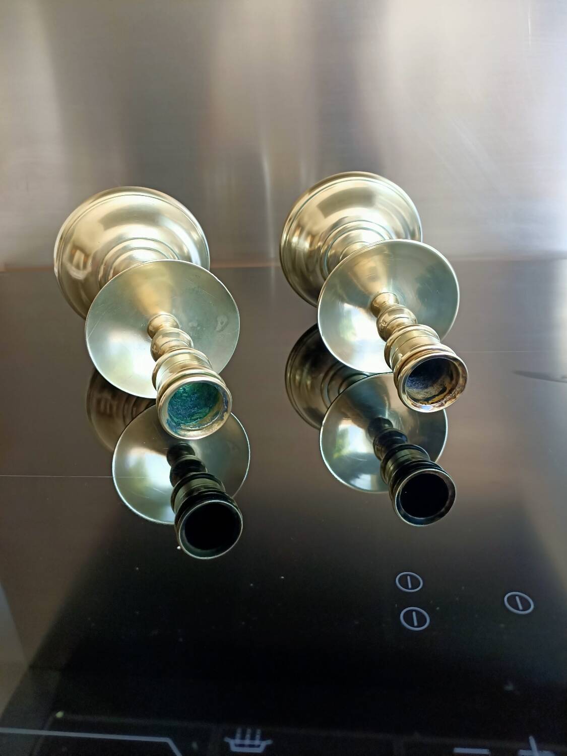 Golden bronze candlesticks