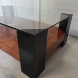 Elm magnifying glass low table circa 1980