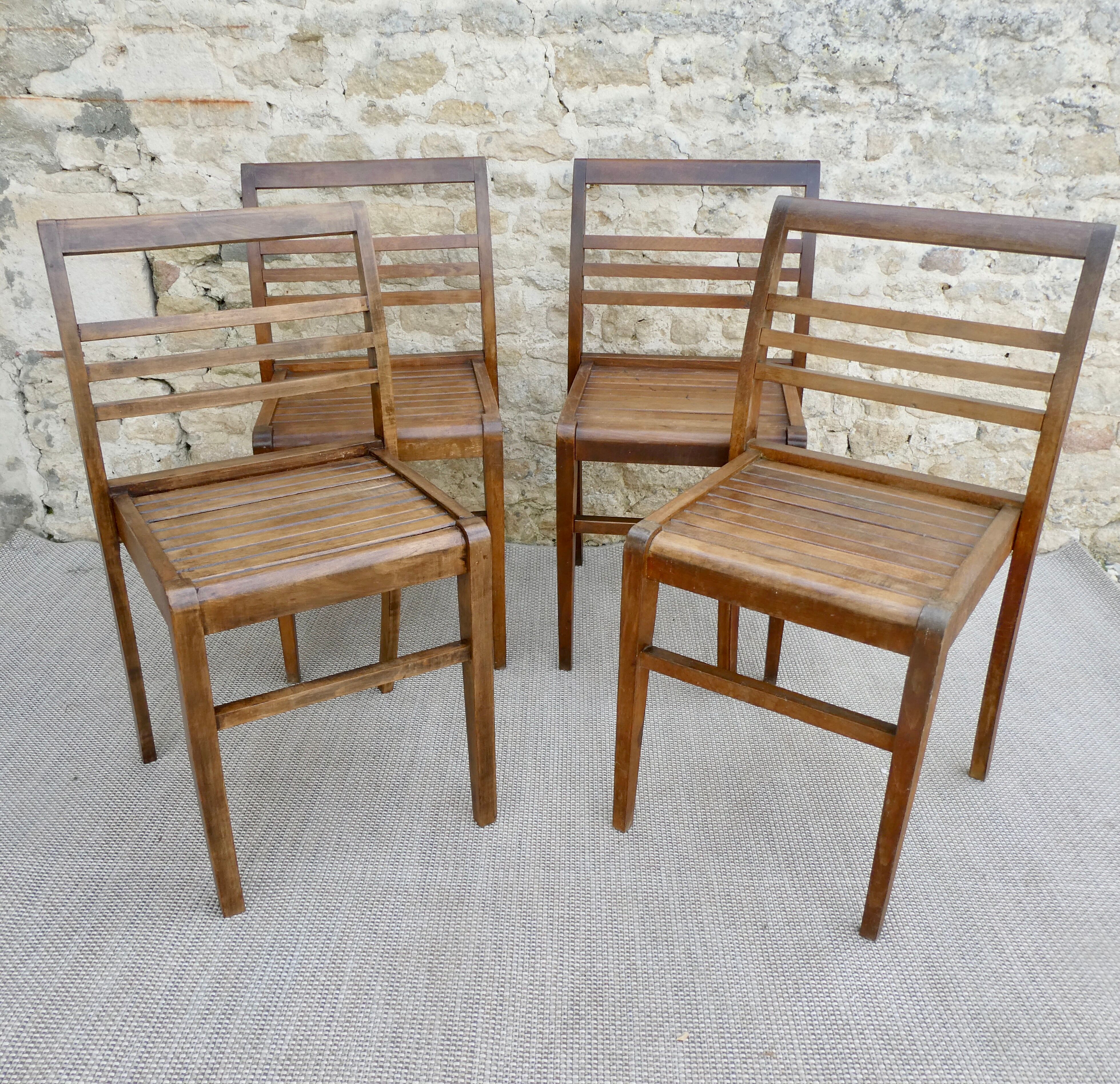 Set of 4 chairs René Gabriel, 50s, Reconstruction