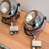 Pair of vintage Eyeball style chrome wall lights (spotlights)