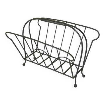 Vintage magazine rack / metal record stand /newspaper stand 1960's