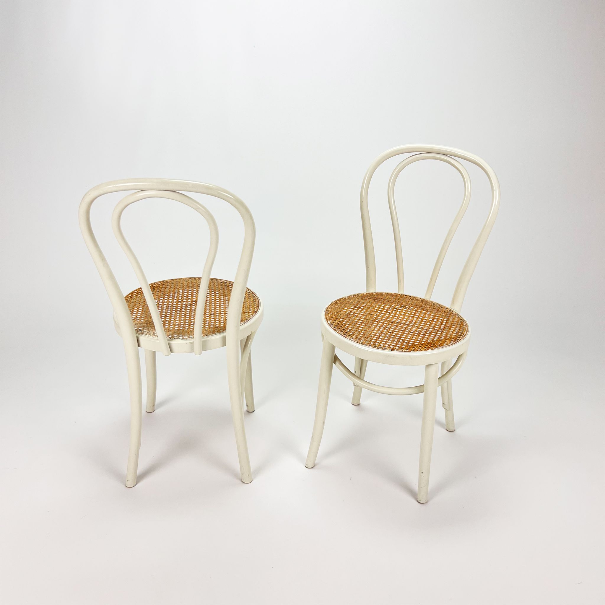 Set of 2 Mid Century Zpm Radomsko Bentwood and Cane Dining Chairs, 1960s