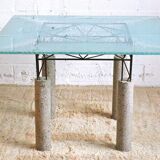 Table en béton et verre meulé, Italie 1980