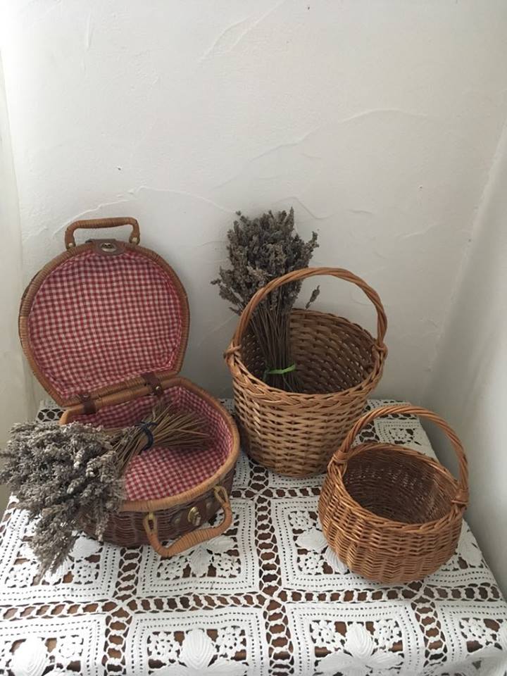Three little wicker baskets