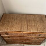 Dal Vera chest of drawers in woven rattan and bamboo 1970