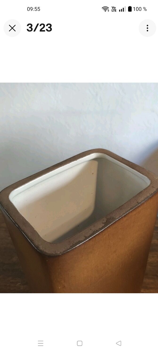 Jean payen large rectangular ceramic vase monogrammed 20th century