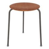 Teak and metal Arne Jacobsen inspired tripod stool, Denmark 1960's