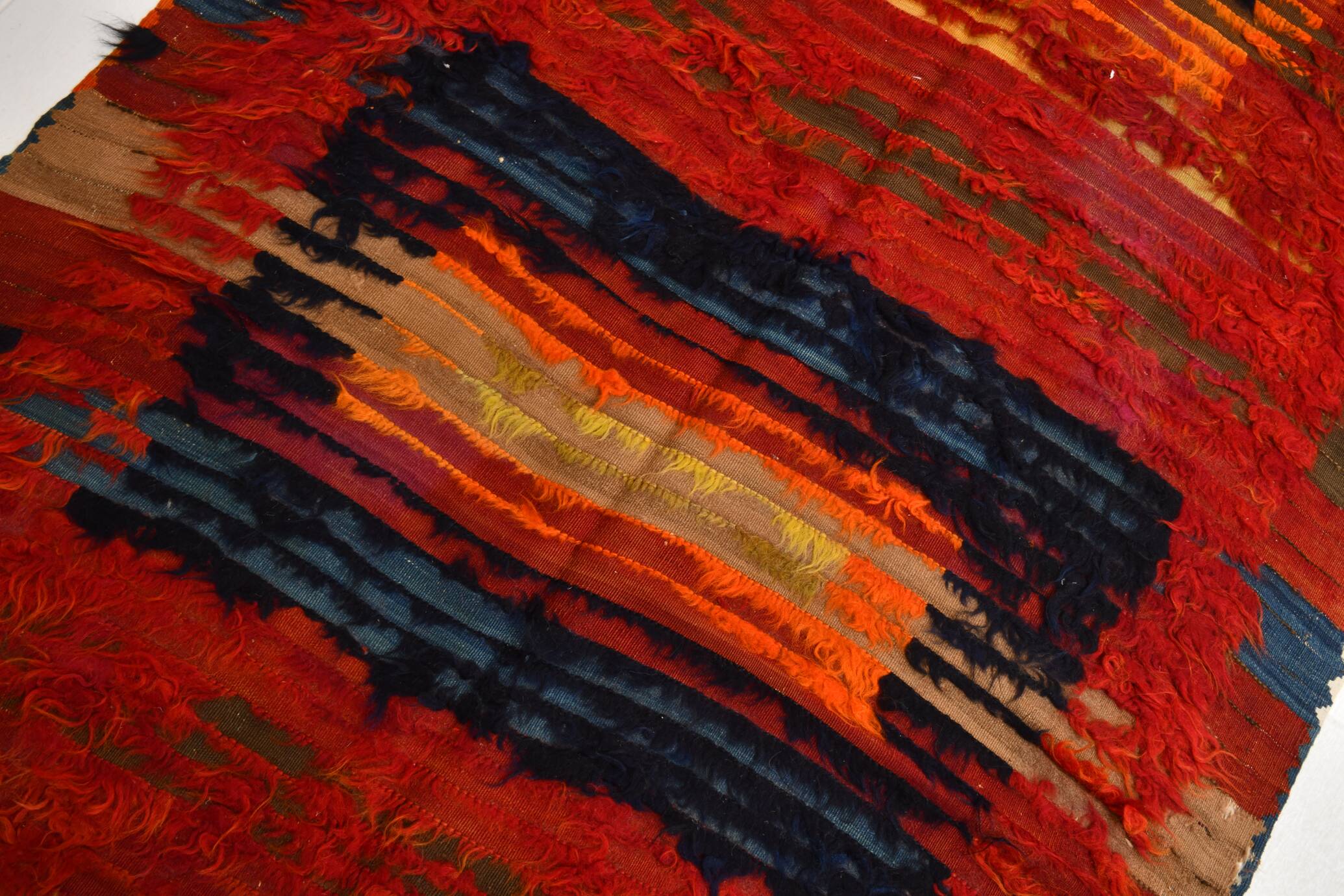 4x11 Red & Orange Handmade %100 Wool Moroccan Runner Rug, 128x346Cm