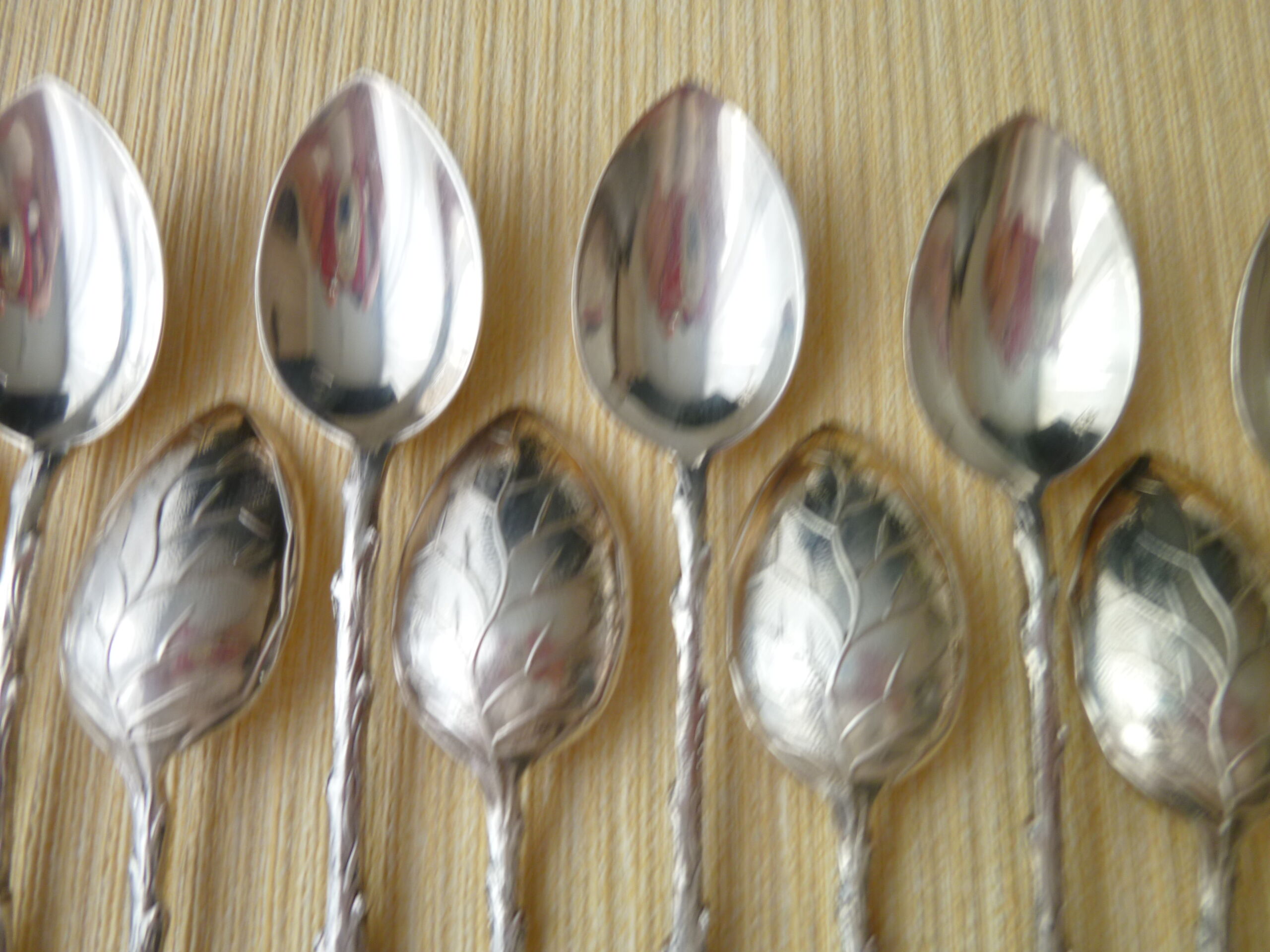 12-spoon box silver metal mocha model "Coffee beans"
