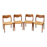 Set of 4 chairs model 71 by Niels Otto Møller – Denmark, 1960s